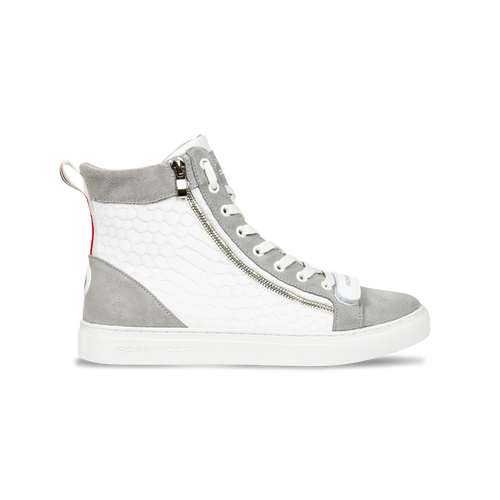 ALTA HIGH WHITE & GREY SNEAKER - Rossimoda Official