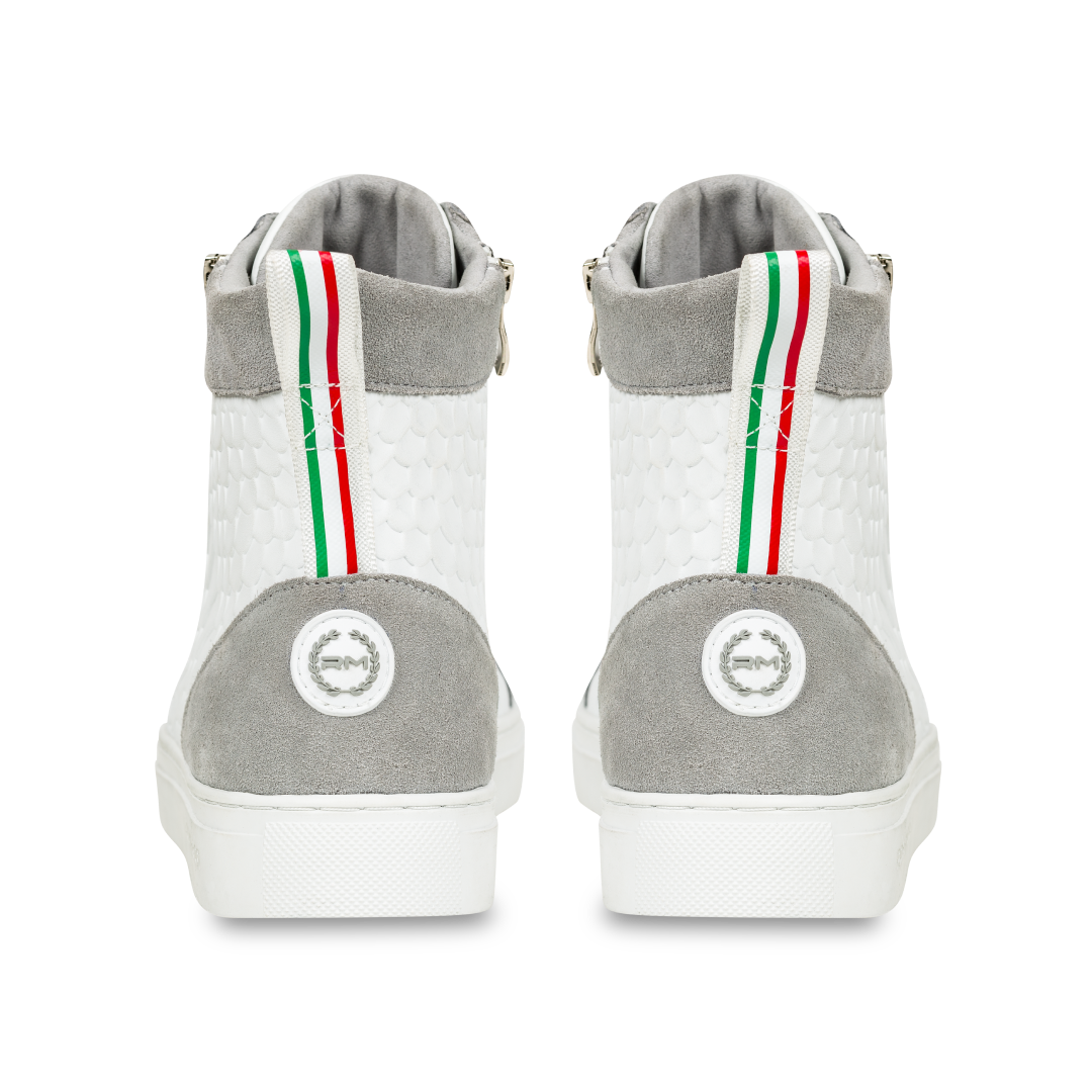 ALTA HIGH WHITE & GREY SNEAKER - Rossimoda Official