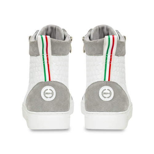 ALTA HIGH WHITE & GREY SNEAKER - Rossimoda Official