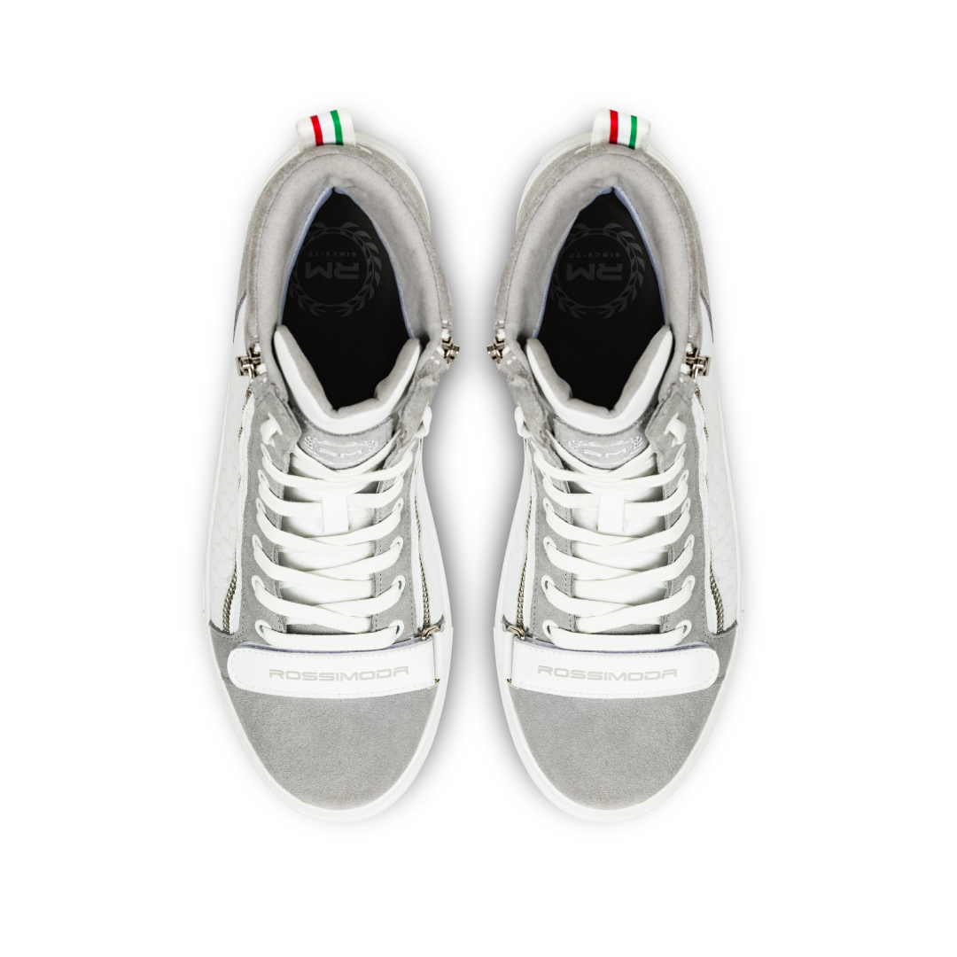 ALTA HIGH WHITE & GREY SNEAKER - Rossimoda Official