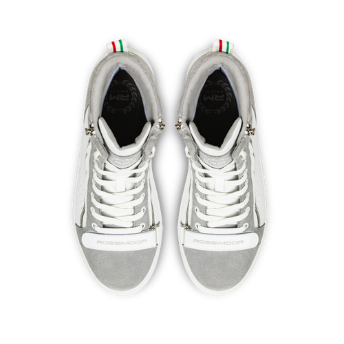 ALTA HIGH WHITE & GREY SNEAKER - Rossimoda Official