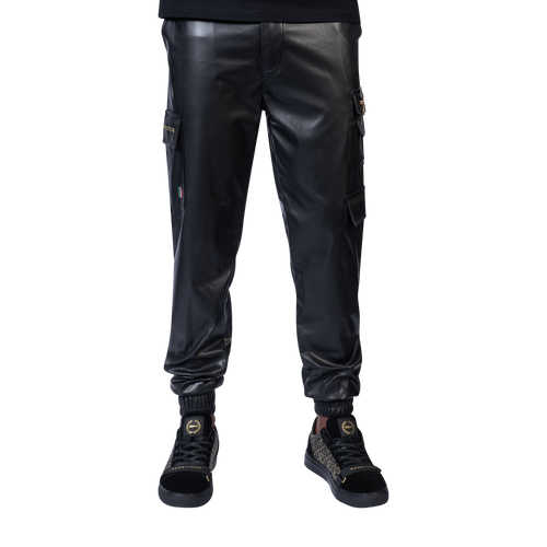 CALEB LEATHER CARGO PANTS - Rossimoda Official