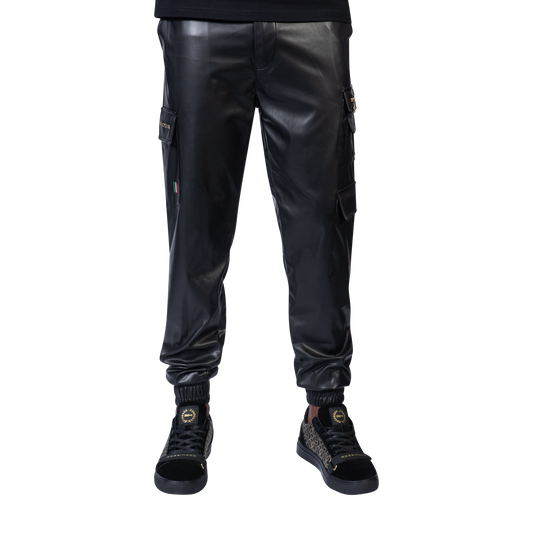 CALEB LEATHER CARGO PANTS - Rossimoda Official