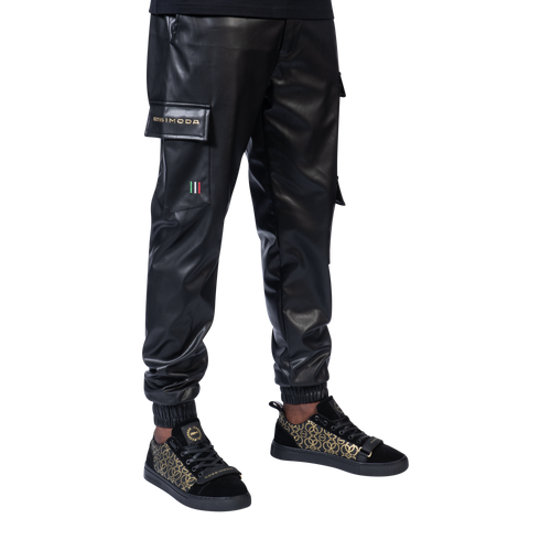 CALEB LEATHER CARGO PANTS - Rossimoda Official